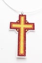 Handmade Cross Stitch Necklace Religious Cross