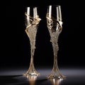 handmade crystal glasses on a graceful stem inlaid with gold