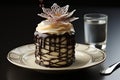 Handmade Cupcake delicately decorated in a minimalist environment., generative IA