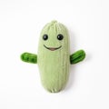 Handmade cute cucumber sock toy with funny face. Generative AI Royalty Free Stock Photo