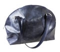 Handmade dark blue leather handbag isolated Royalty Free Stock Photo