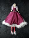 Handmade doll tilda in beautiful dress with white hair