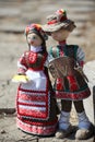 Handmade doll wooden background