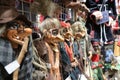 Handmade dolls on ropes in a souvenir shop in Prague Royalty Free Stock Photo