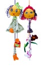 Handmade dolls toys isolated thin cheerful girls i