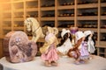 Handmade dolls in the winery.