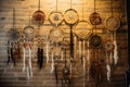 handmade dream catchers hung on a wall