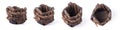 Handmade dried banana leaf cup or bowl, set of natural decorative containers isolated in white