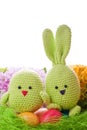 Handmade easter bunny and chick