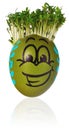 Handmade Easter egg painted in a funny smiley guy face and colo Royalty Free Stock Photo