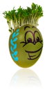 Handmade Easter egg painted in a funny smiley guy face and colo Royalty Free Stock Photo