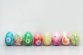 Handmade Easter eggs collection. Spring patterns art