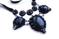 Handmade elegant black necklace from natural stones, beads