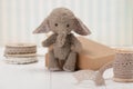 Handmade Elephant Soft Toy. Traditional Teddy Royalty Free Stock Photo