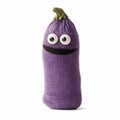 Handmade emotional eggplant sock toy with funny face. Generative AI Royalty Free Stock Photo