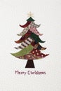 Handmade fabric Christmas tree, embroidered