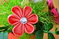 Handmade fabric flower. Hobby and craft concept