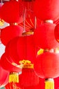 Handmade Fabric red lanterns hanging background for Chinese new year