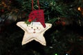 Handmade Fabric Santa Star Ornament on a Christmas Tree Royalty Free Stock Photo