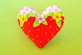 Handmade felt heart - symbol of Valentines Day, beautiful heart handmade