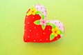 Handmade felt heart - symbol of Valentines Day, beautiful heart handmade