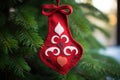 handmade felt ornament shaped like a christmas stocking