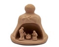 Clay bell with nativity scene figurines inside Royalty Free Stock Photo