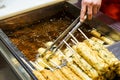 A pile of cherryThe handmade fish cake at the Traditional Market in south korea