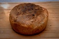 Handmade freshly baked wheat bread on the wooden desk Royalty Free Stock Photo