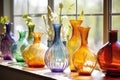 handmade glass vases exhibited under natural light