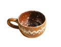 Handmade glazed clay mug made according to the master class Royalty Free Stock Photo
