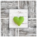 Handmade green dotted heart shape and wooden frame - handmade -