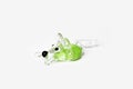 Handmade green glass mouse on white background Royalty Free Stock Photo