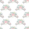 Handmade greenery floral clipart. Watercolor seamless pattern paper Royalty Free Stock Photo