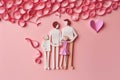 Handmade Happy Family in paper quilling style, Generative AI