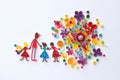 Handmade Happy Family in paper quilling style, Generative AI