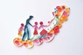 Handmade Happy Family in paper quilling style, Generative AI