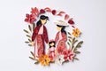 Handmade Happy Family in paper quilling style, Generative AI