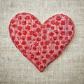 Handmade Heart Shape on Fabric Print Royalty Free Stock Photo