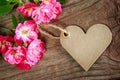 Handmade heart shaped tag with roses