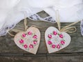 Handmade hearts with floral decoration
