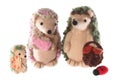 Handmade hedgehog toy family together