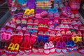 Handmade Hill Tribe Children`s Shoes, Doipui village, North Thailand. Royalty Free Stock Photo