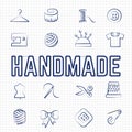 Handmade hobby linear icons set