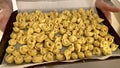 Handmade homemade tray of tortellini