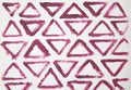 Handmade illustration of burgundy triangles, lipstick effect for your stationery design, fabric, wallpaper