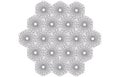 Aggregation of hexagons made of smaller hexagons