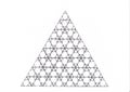 Drawing of a triangle made of smaller triangles filled with circles and ellipses