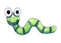 Happy Green Watercolor Worm Royalty Free Stock Photo