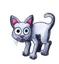 Watercolor Cartoon Scared Cat